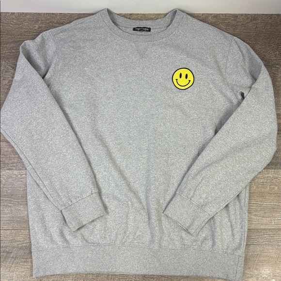 Good Vibes Diner Graphic Smiley Face Sweatshirt Gray Pullover XL - Picture 1 of 7
